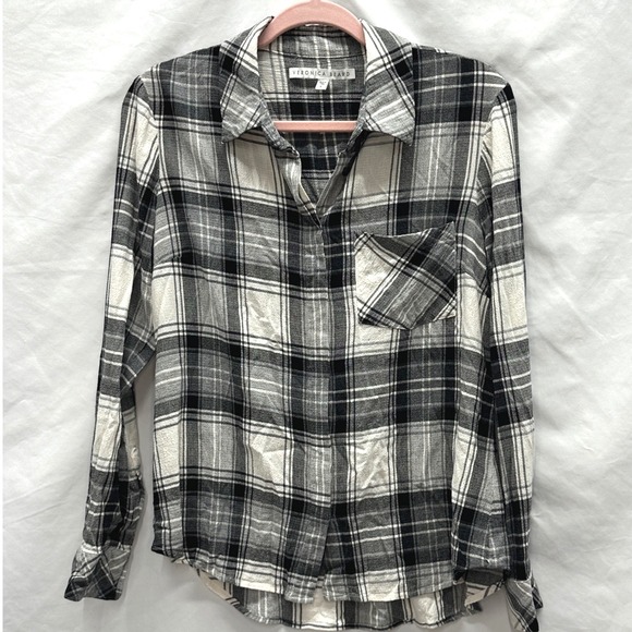 Veronica Beard Tops - Veronica Beard Black and White Plaid Button-Down Shirt